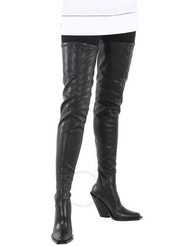 Burberry Stretch Leather Over-the-knee Boots - Black