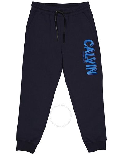 Calvin Klein Cotton-blend Logo Sweat Trousers - Blue
