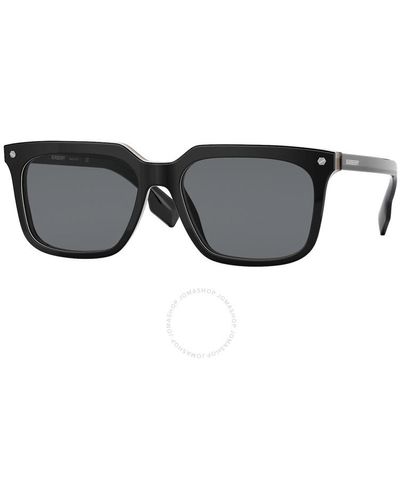 Burberry Carnaby Dark Grey Square Sunglasses Be4337f 379887 56 - Black