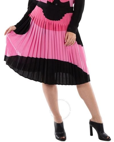 Burberry Bubblegum Marine Blob Silk Midi Skirt - Pink