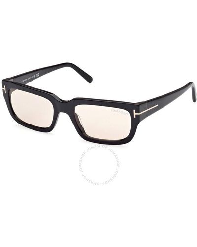 Tom Ford Ezra Brown Rectangular Sunglasses Ft1075 01e 54 - Multicolour