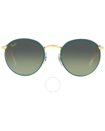 Ray-Ban Round Metal Full Color Legend Vintage Green Gradient Blue Sunglasses Rb3447jm 9196bh 50 - Brown