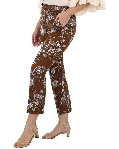 Max Mara Scrivia Cropped Floral Stretch-cotton Pants - Brown