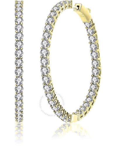 Rachel Glauber 14k Gold Plated Cubic Zirconia Hoop Earrings - Metallic