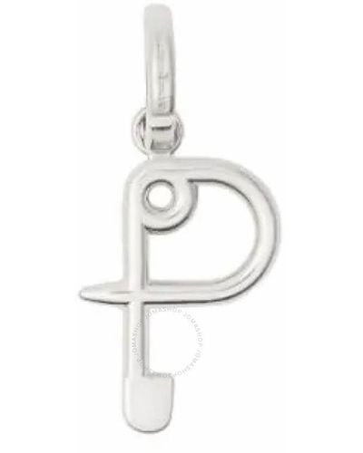Burberry Silver Kilt Pin P Alphabet Charm - Metallic