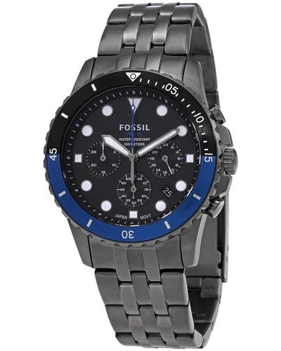 Fossil Fb-01 Chronograph Quartz Black Dial Watch - Grey