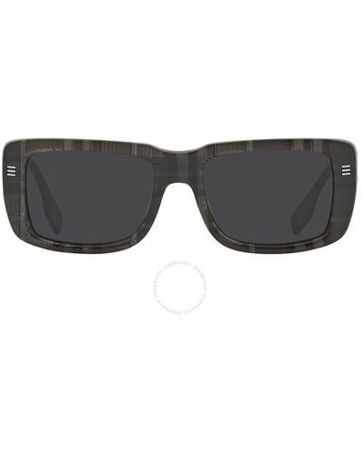 Burberry Jarvis Dark Grey Rectangular Sunglasses Be4376u 380487 55 - Black