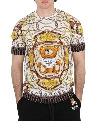 Moschino Chain-link Military Teddy Print Regular Cotton T-shirt - Black