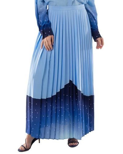 Burberry Soft Cornflower Lise Constellation-print Silk Ruffle Skirt - Blue