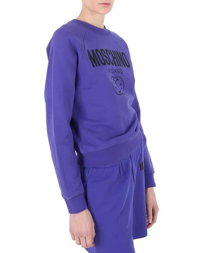 Moschino Smily Logo Cotton Sweatshirt - Purple