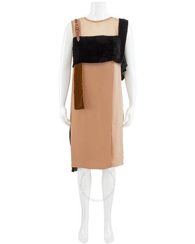 Burberry Silk And Velvet Strap Detail Dress - Black