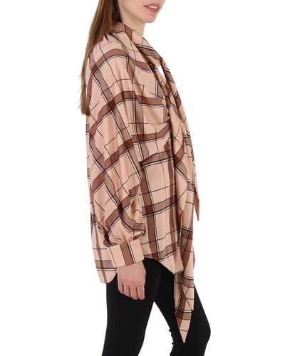 Burberry Drape Sleeve Silk Shirt - Brown