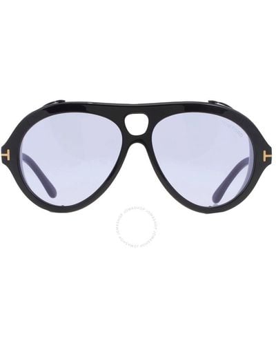 Tom Ford Neughman Violet Pilot Sunglasses Ft0882 01y 60 - Black