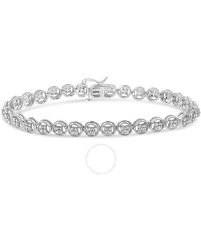 Haus of Brilliance .925 Sterling Silver 1/4 Cttw Diamond 7'' Open Circle Wheel Link Tennis Bracelet - Metallic