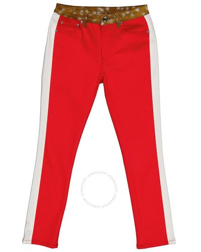 Burberry Runway Fawn Print Two-tone Slim Fit Trousers - Red