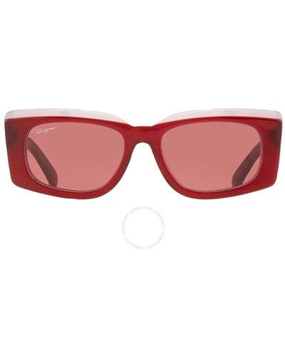 Ferragamo Burgundy Rectangular Sunglasses Sf1079s 614 54 - Pink