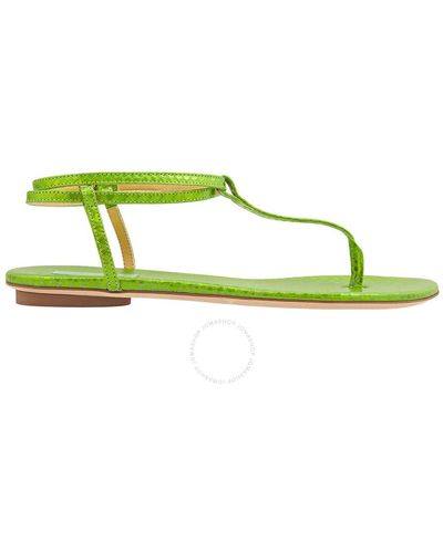 Giannico Kai Flip Flops Leather Flats - Green