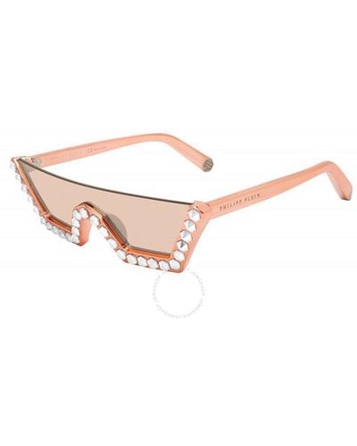Philipp Plein Pink Mirror Irregular Sunglasses Spp031s 9nfx 99 - Natural