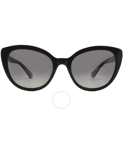 Kate Spade Polarized Grey Shaded Cat Eye Sunglasses Amberlee/s 0807/wj 55 - Black