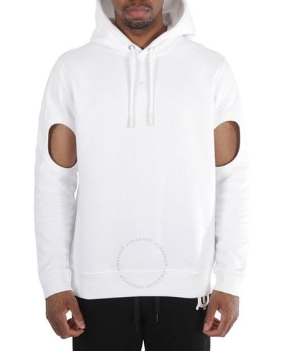 Burberry Optic Globe Graphic Cut-out Sleeve Hoodie - White