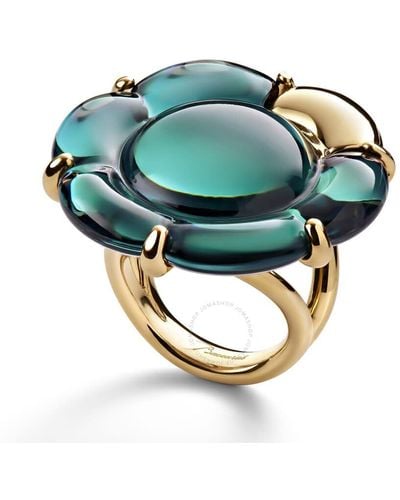 Baccarat 's B Flower Vermeil Green Crystal Ring 2807623 - Blue