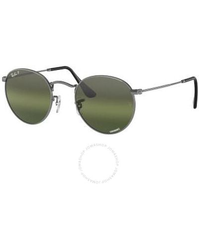 Ray-Ban Round Metal Chromance Silver/green Sunglasses Rb3447 004/g4 53