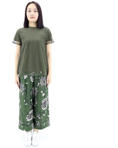 Moncler Floral Silk Trousers - Green