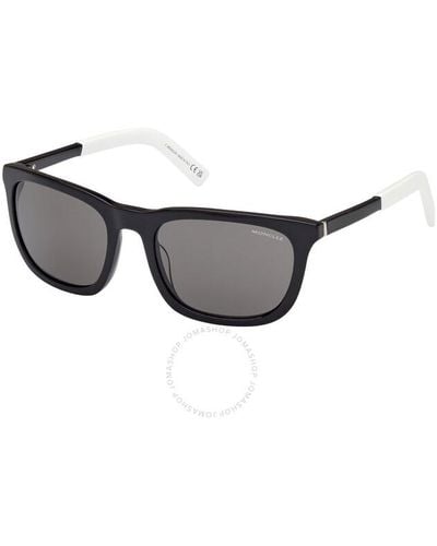 Moncler Kolligan Smoke Rectangular Sunglasses Ml0290 01a 57 - Black