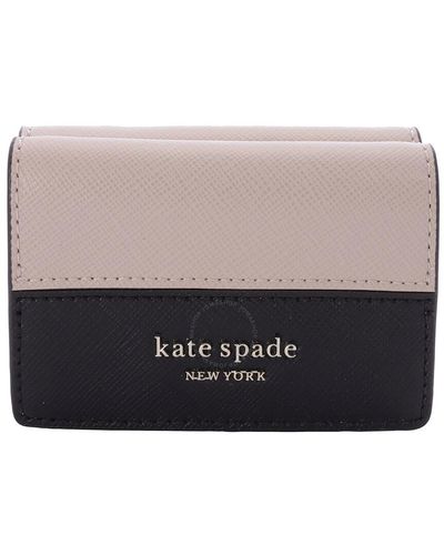Kate Spade Mini Trifold Black Spencer Wallet - Natural