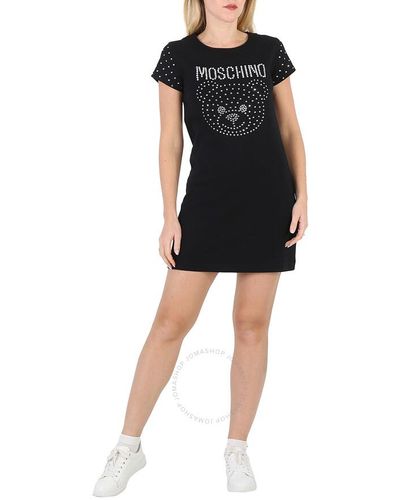 Moschino Stretch-cotton Teddy Crystal T-shirt Dress - Black