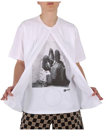 Burberry Optic Victorian Portrait Print Cotton Oversized T-shirt - White