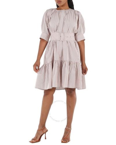 Chloé White / Beige Striped Dress - Pink