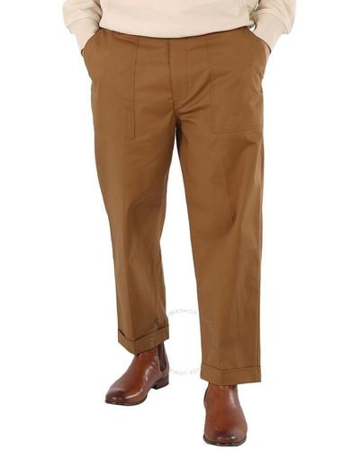 Moncler Cotton Poplin Wide-leg Trousers - Brown