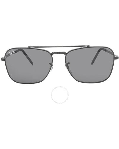 Ray-Ban New Caravan Dark Grey Rectangular Sunglasses Rb3636 002/b1 58