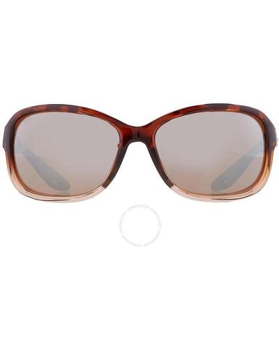Costa Del Mar Seadrift Copper Silver Mirror Polarized Glass Rectangular Sunglasses 6s9114 911403 58 - Brown