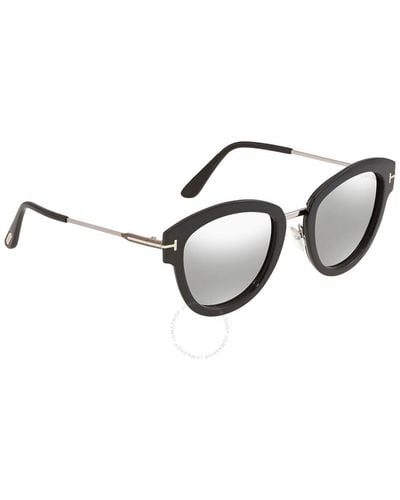 Tom Ford Mia Smoke Mirror Round Sunglasses Ft0574 14c - Brown