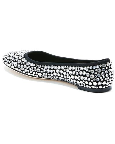 Giuseppe Zanotti Amur Crystal Suede Ballerina Flats - Black