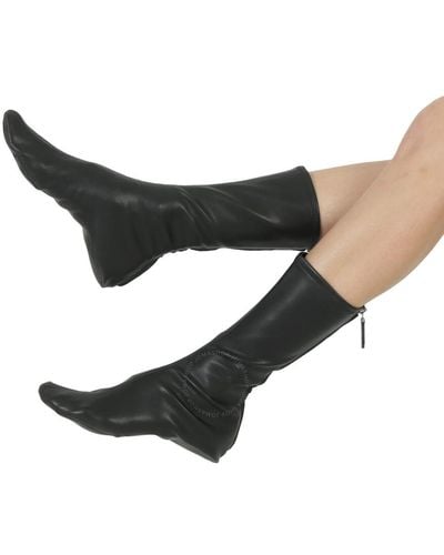 Burberry Mid-calf Faux Leather Socks - Black