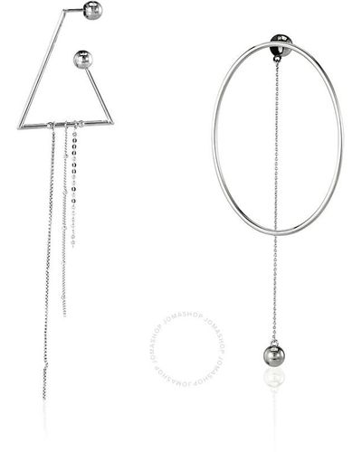 Burberry Asymmetrical Ball Chain Drop Earrings - White