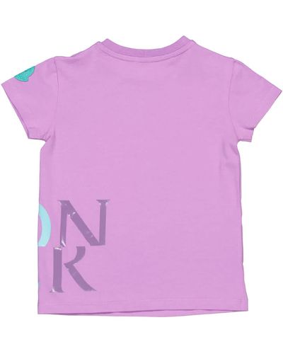 Moncler Kids Cotton Logo Print Short Sleeve T-shirt - Purple