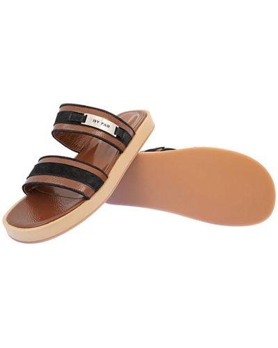 BY FAR Leather Slippers - Brown