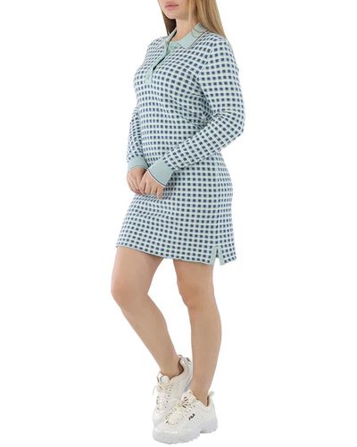 Barrie Gingham Cashmere And Cotton Midi Dress - Blue