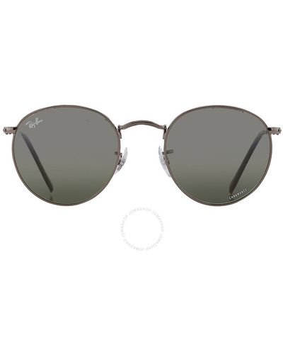 Ray-Ban Round Metal Chromance Polarized Green Gradient Round Sunglasses Rb3447 004/g4 50 - Gray