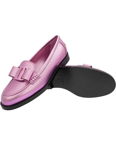 Ferragamo Leather Viva Loafers - Purple