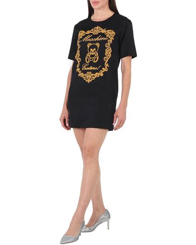 Moschino Teddy Embroidered T-shirt Dress - Black