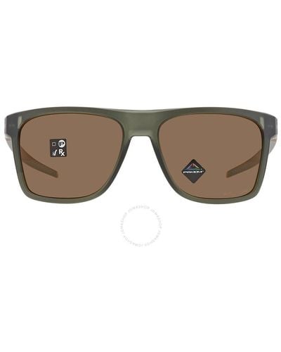Oakley Leffingwell Prizm Bronze Rectangular Sunglasses Oo9100 910011 57 - Brown
