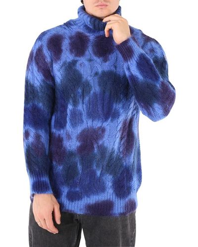 Moncler Maglione Tie-dye Turtleneck Sweater - Blue