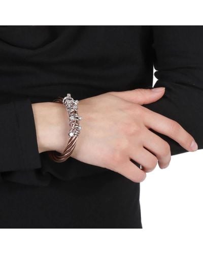Charriol Tango White Cz Stones Stainless Steel Bronze Pvd Cable Bangle - Black