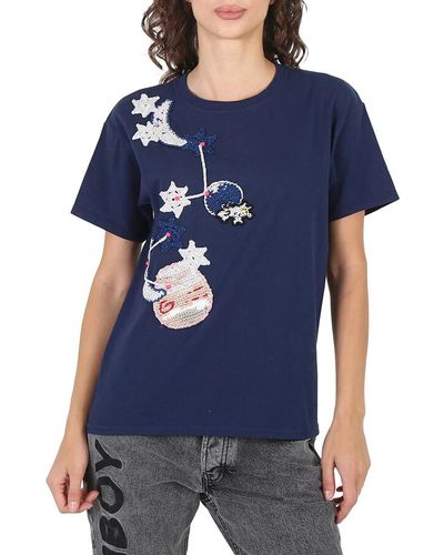 Michaela Buerger Pig On Moon T-shirt - Blue