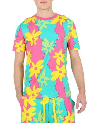Moschino Allover Flowers Print Cotton T-shirt - Multicolor